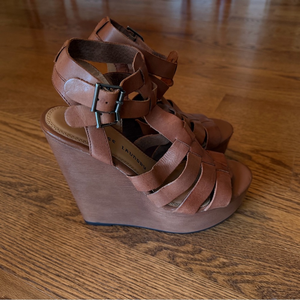 Chinese Laundry Brown Multi-Strap Platform Wedges